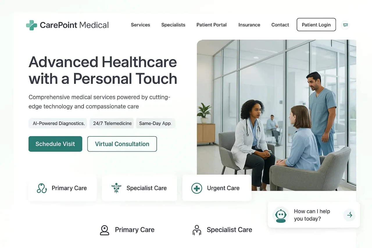 Site web de prestataire de santé avec prise de rendez-vous et gestion des patients