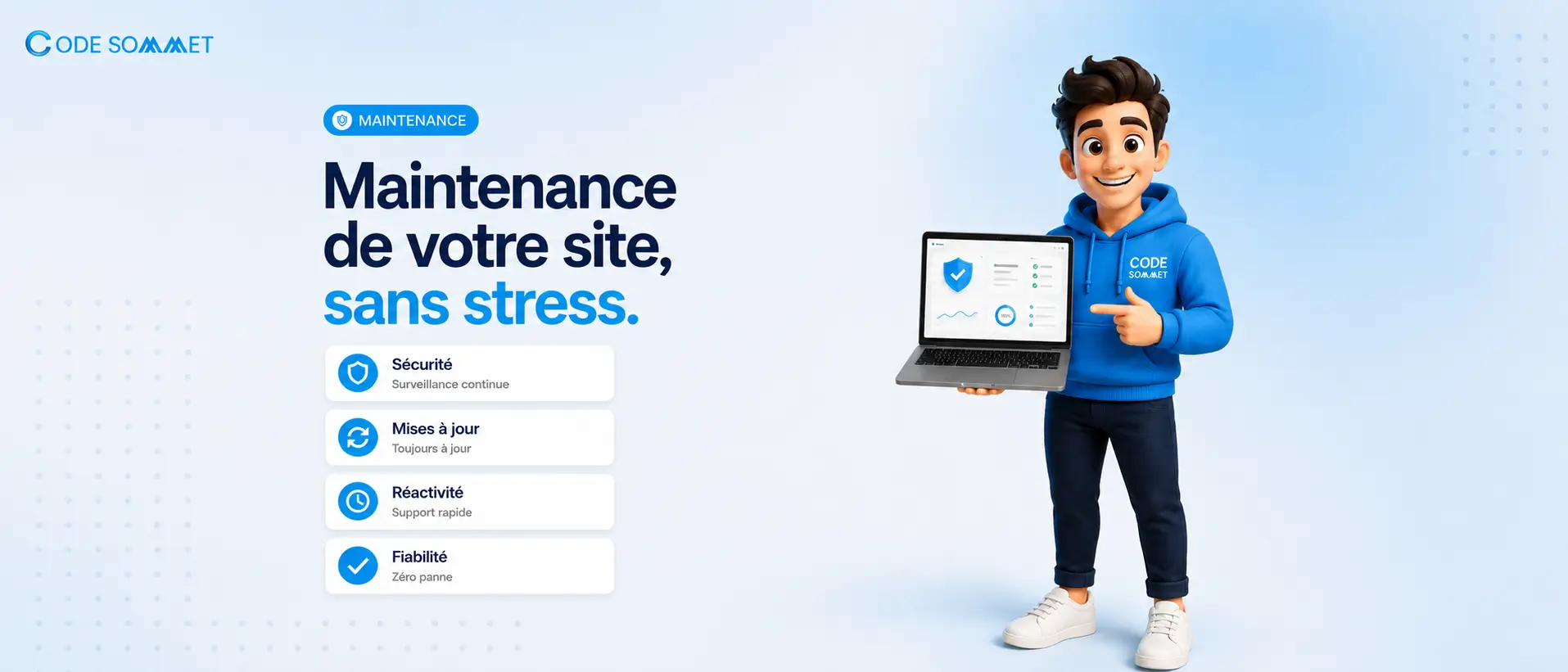 Maintenance de site web CodeSommet — sécurité, mises à jour et support réactif