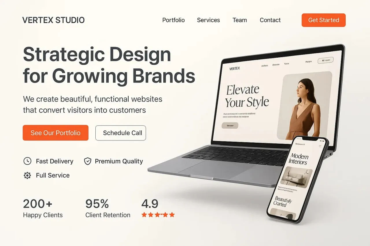 Site web de services professionnels présentant expertise et témoignages clients