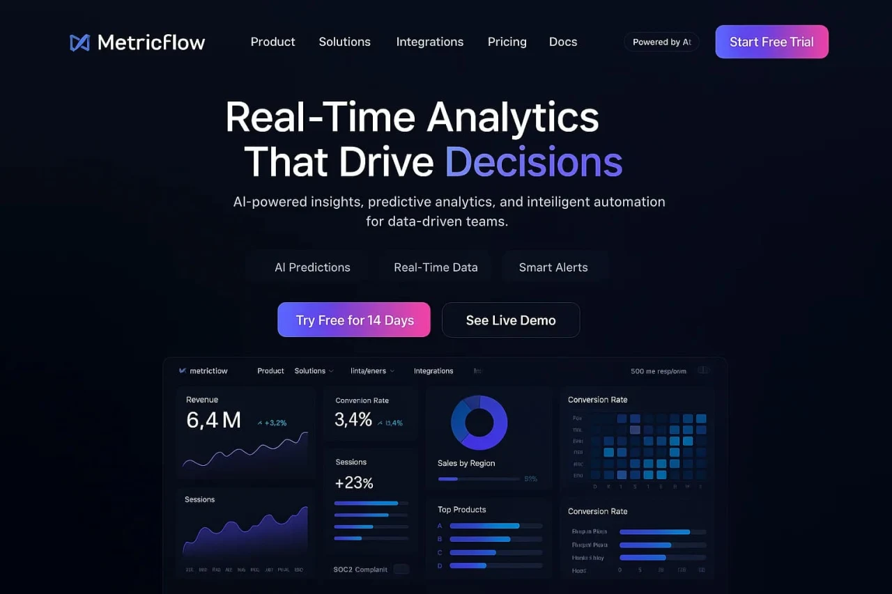 Tableau de bord SaaS entreprise avec visualisation de données et gestion des utilisateurs